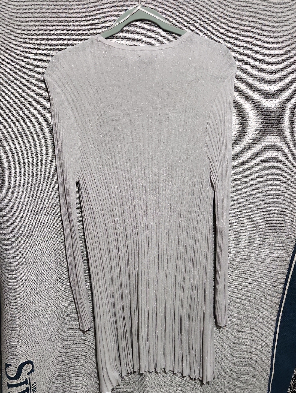 New Directions Silver Shimmer Ribbed Open-Front Cardigan - Picture 3 of 3